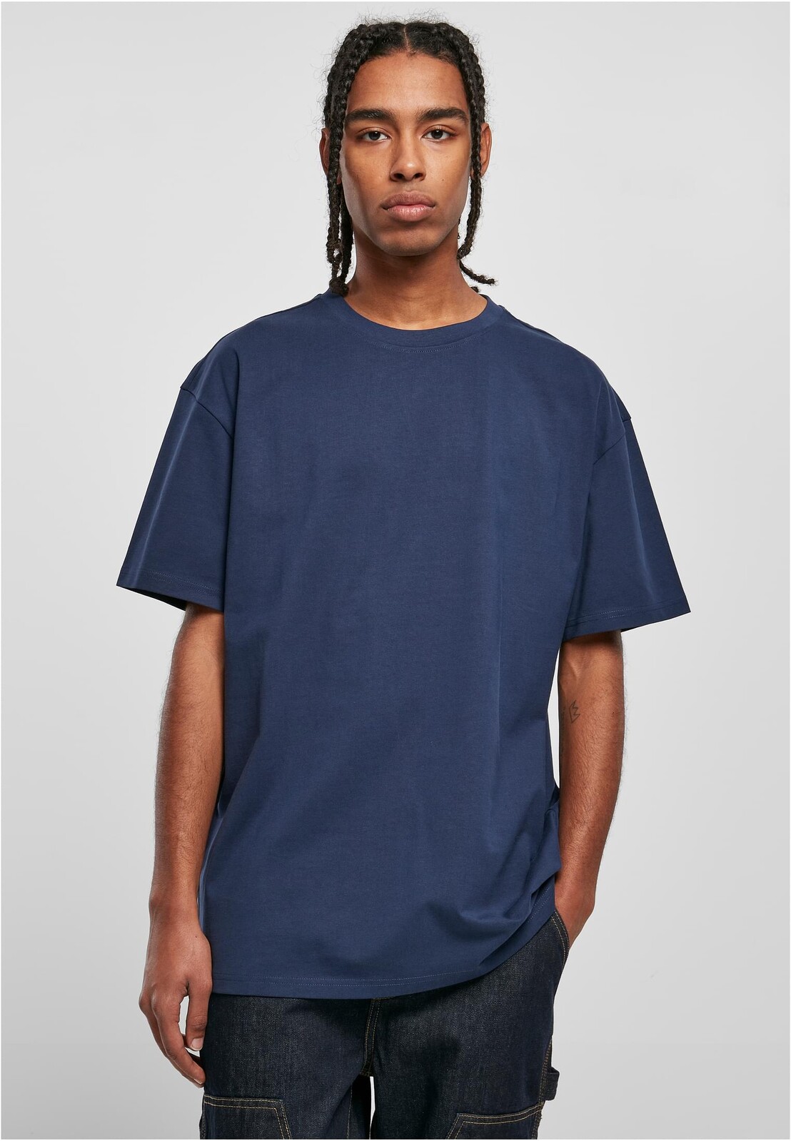 Heavy oversized T-shirt in dark blue color
