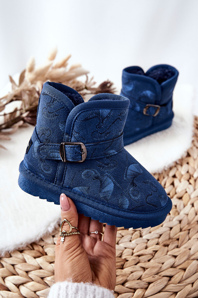Boto Detské topánky Snehové topánky s kožušinou Navy Blue Coffee