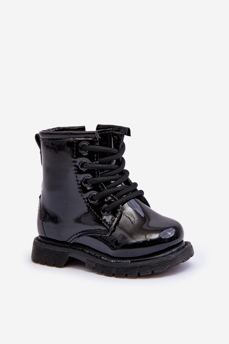 Boto Black Tibbie Baby Boots lakovaný zipsom