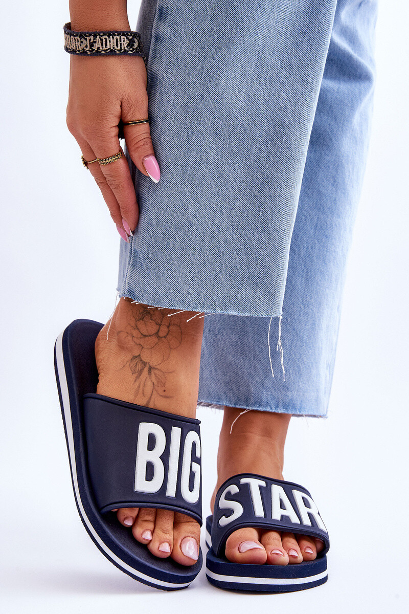 BIG STAR SHOES Dámska klasická veľká hviezda JJ274A323 Navy Blue Plippers