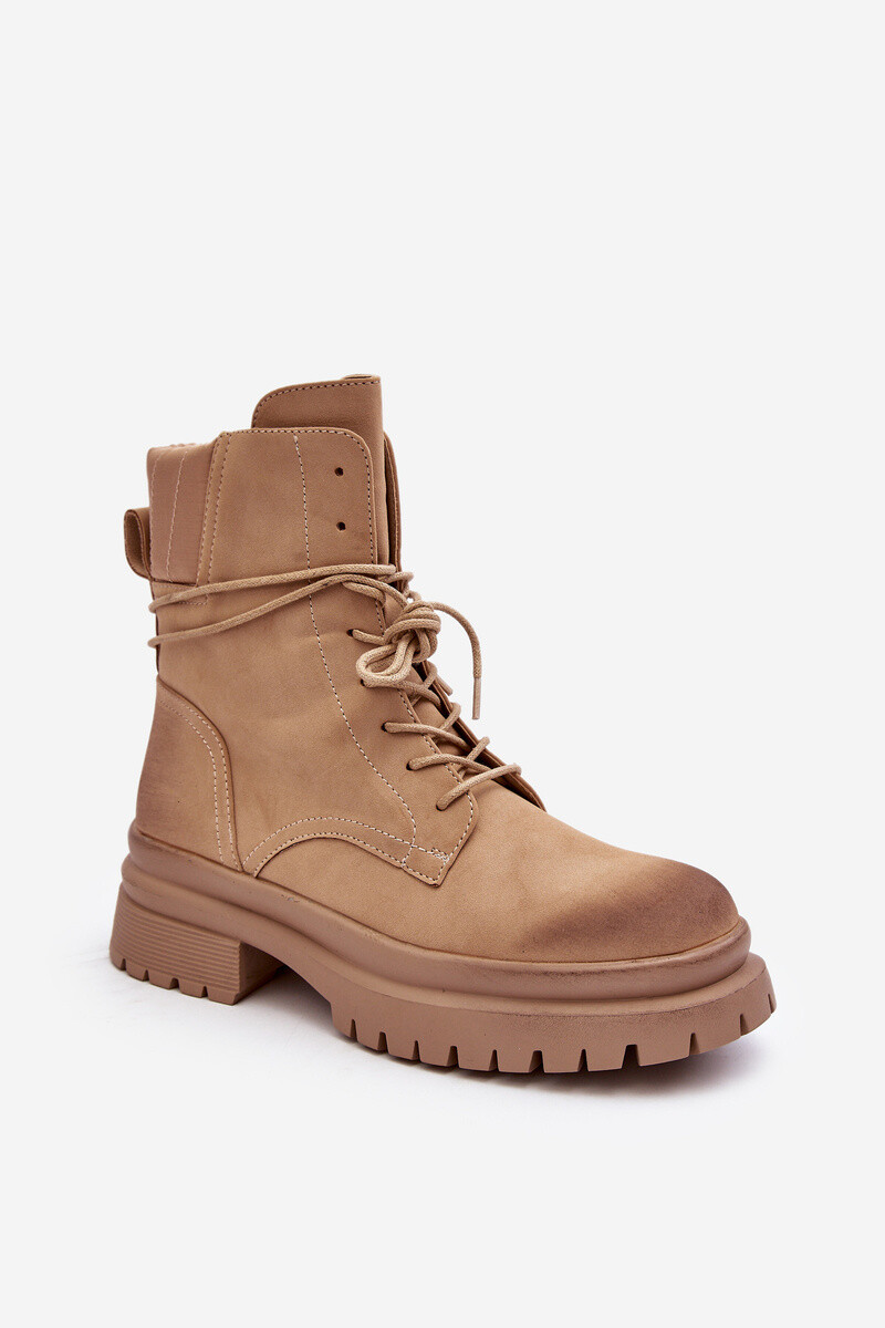 Boto Dámske turistické topánky na hrubej podrážke béžovej