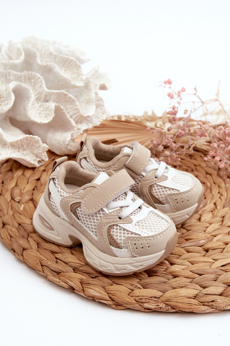 Boto Detská Športová Obuv Tenisky Na Suchý Zips Beige Rulagia