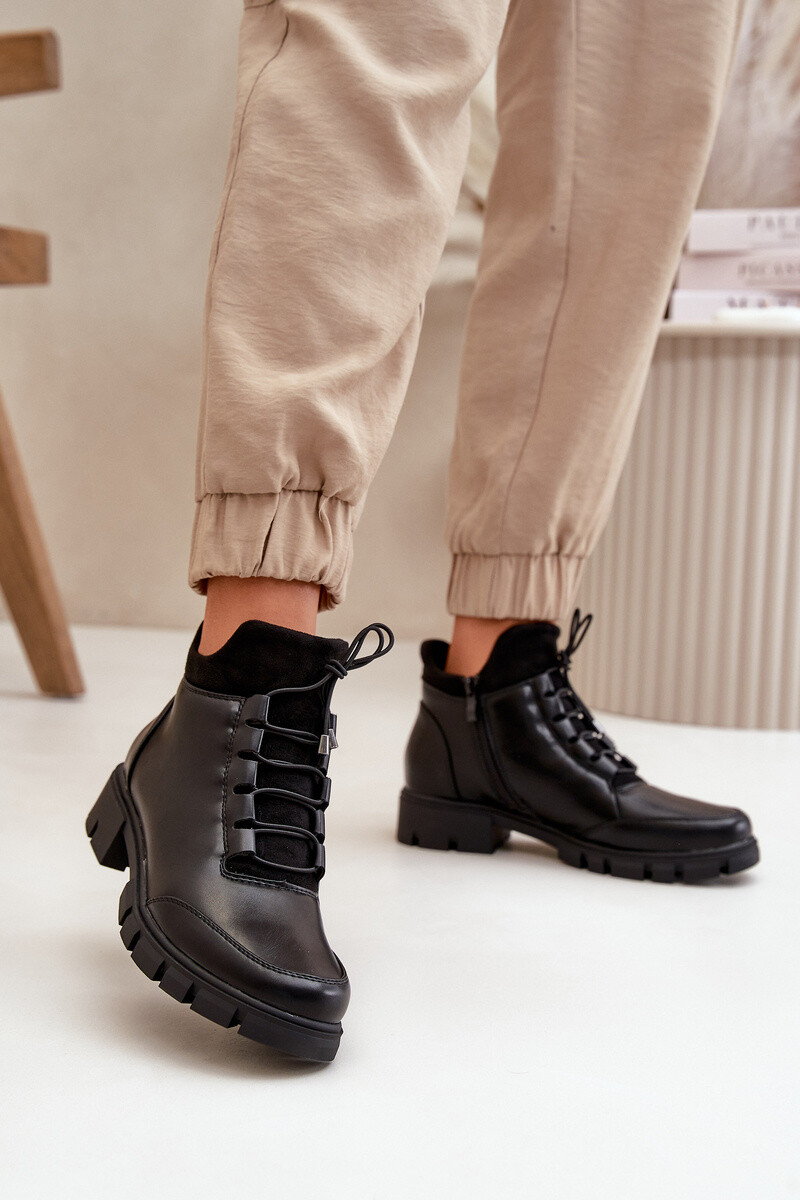 Boto Nízké Dámske Zateplené Čižmy Z Eko Kože Čierne Erisabelle