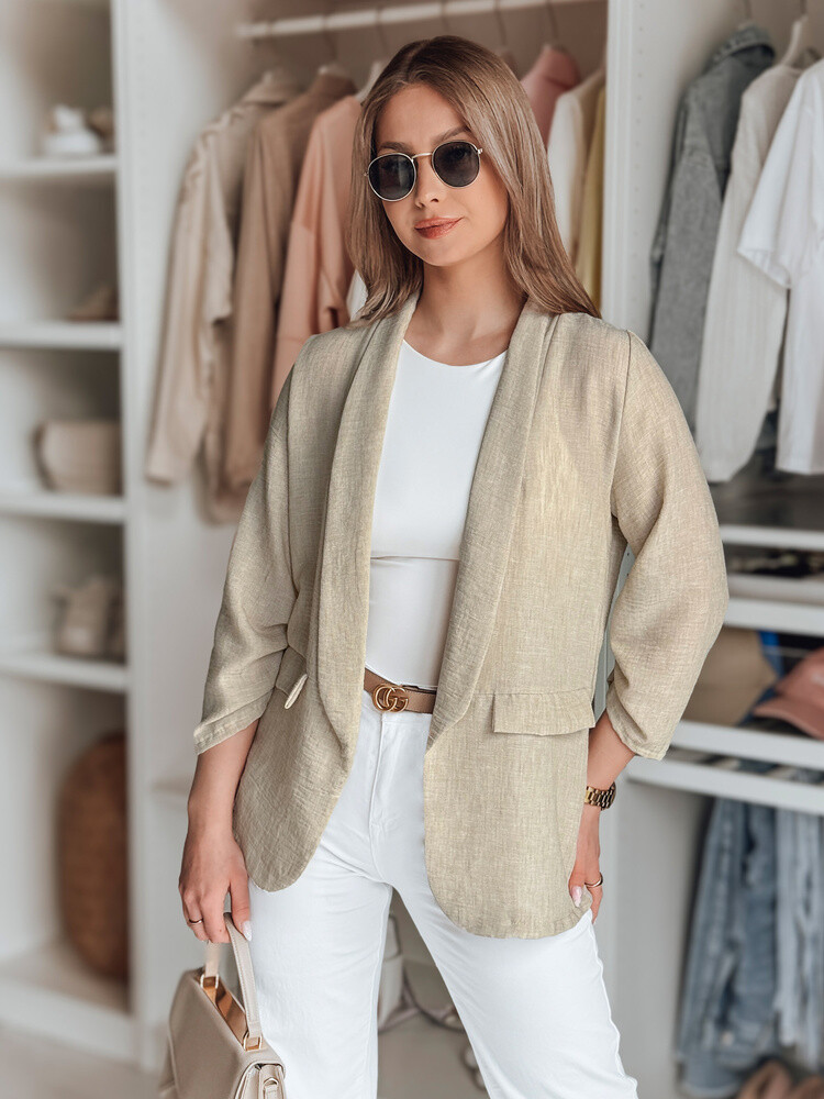 Marynarka damska oversize SOFT LOVE jasnobrązowa Dstreet