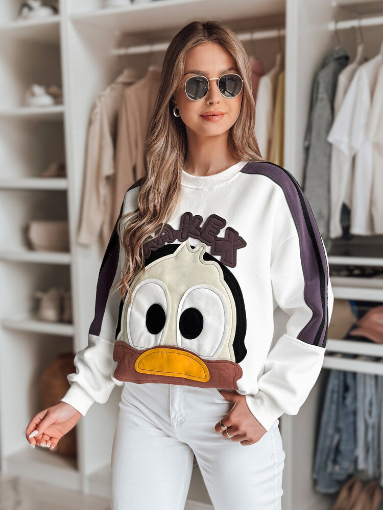 Bluza damska oversize z naszywkami CUTE MAKEX biała Dstreet
