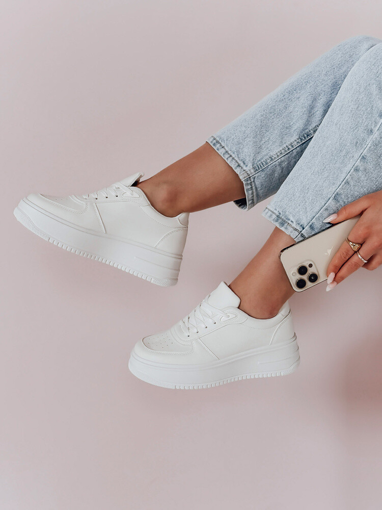 Sneakersy damskie na platformie WALK ME UP białe Dstreet