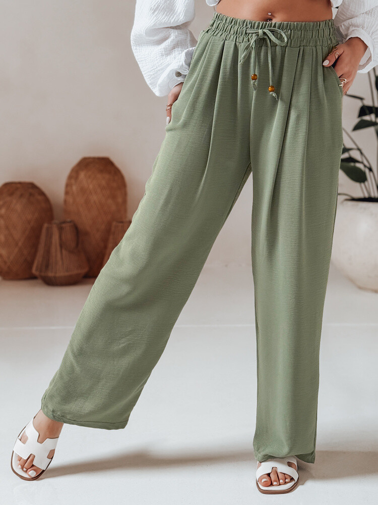 Spodnie damskie casualowe wide leg LOVETRIP zielone Dstreet