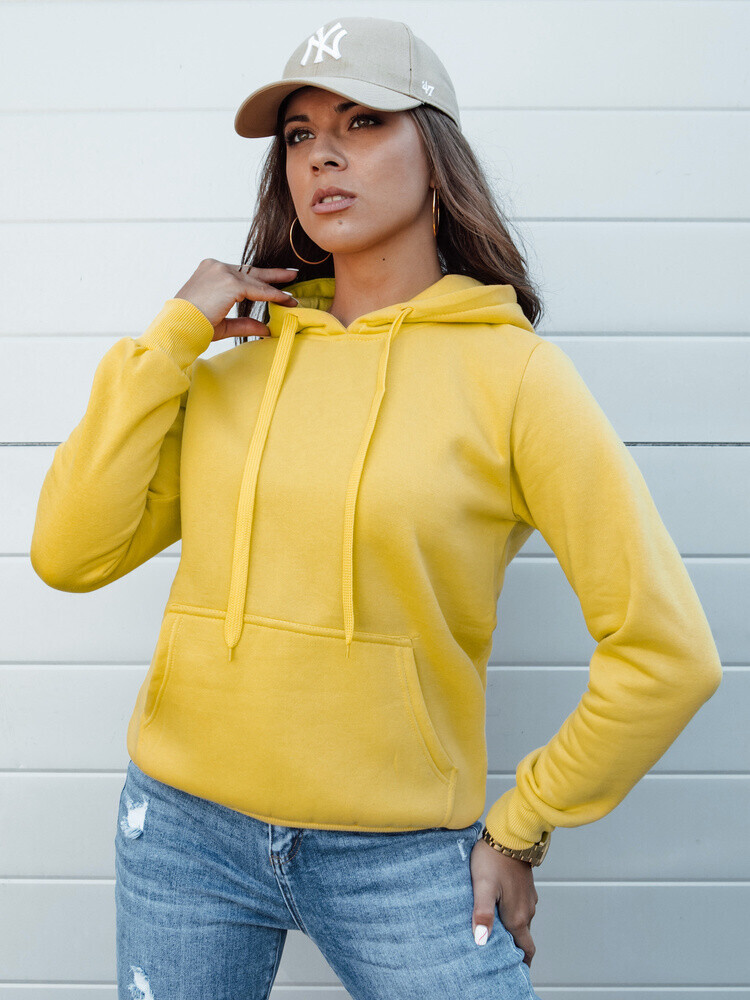 Bluza damska BASIC z kapturem żółta Dstreet