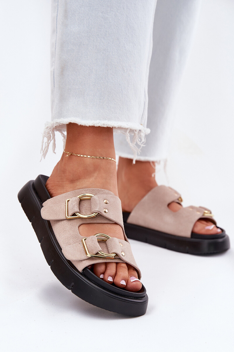 BIG STAR SHOES Dámske Velúrové Sandały S Dekoratívnymi Prackami Big Star