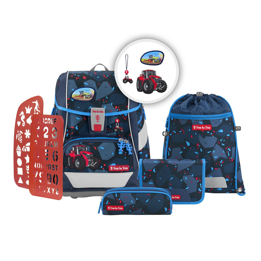 Školská aktovka/batoh 2IN1 PLUS pre prvákov – 6-dielna súprava, Step by Step Tractor Freddy