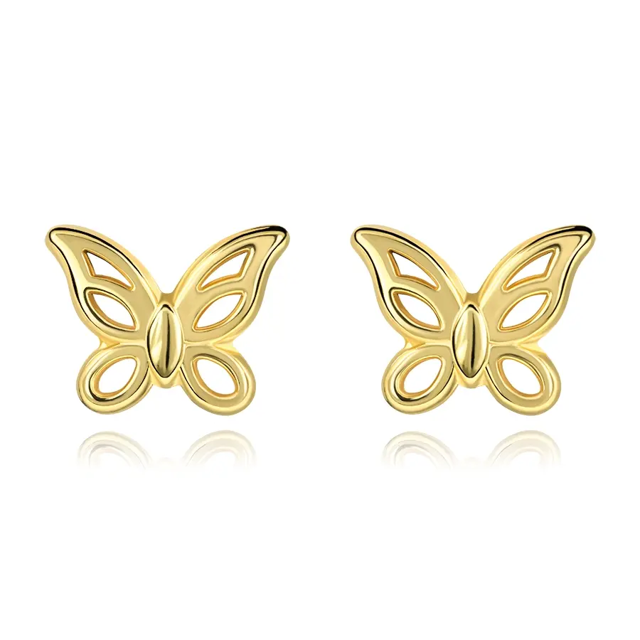 Zlaté náušnice 9K motýľ s jemne tvarovanými krídlami