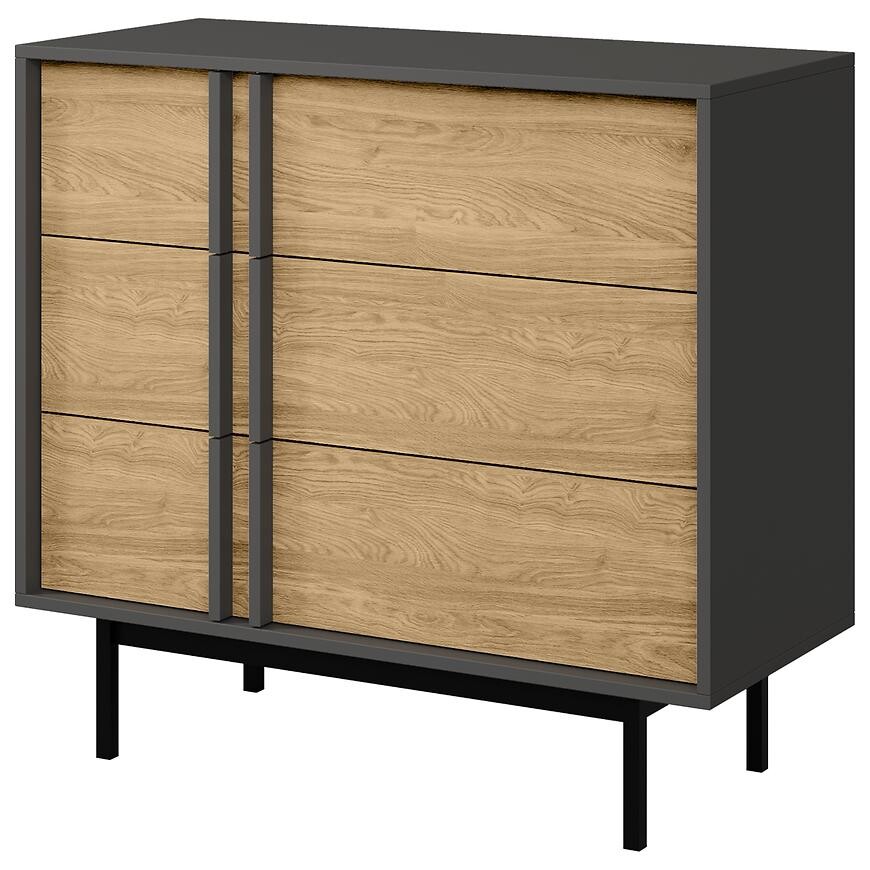 Komoda 90 Alsy 8 Olejovaný dub/Antracit