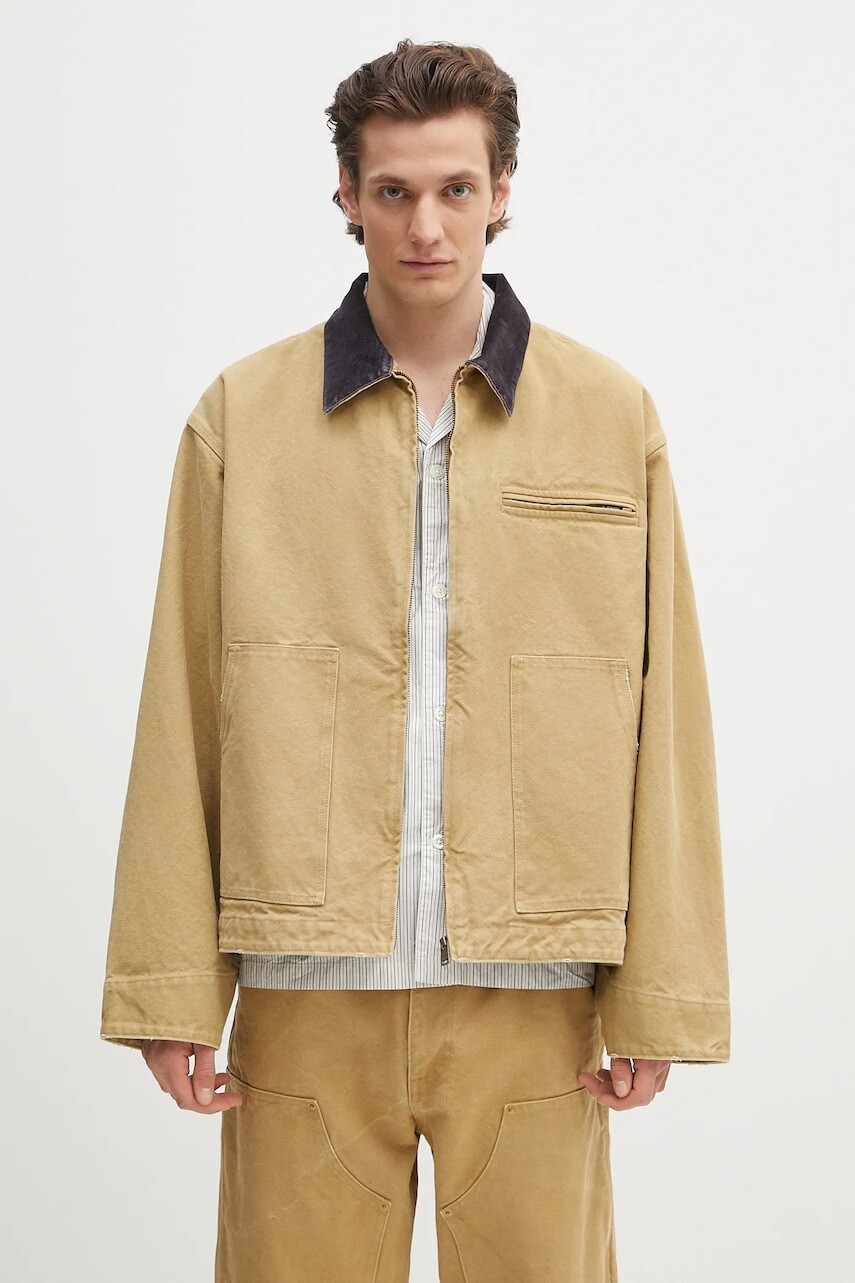 Rifľová bunda AMBUSH Canvas Work Jacket béžová farba, prechodná, 12115307