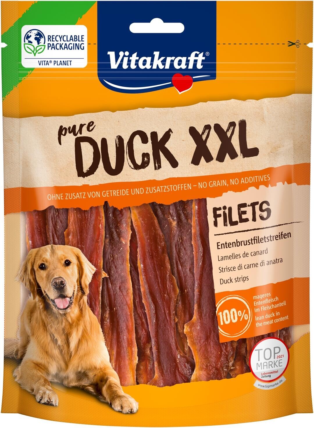 Vitakraft pure DUCK XXL kačacie plátky -  4 x 250 g