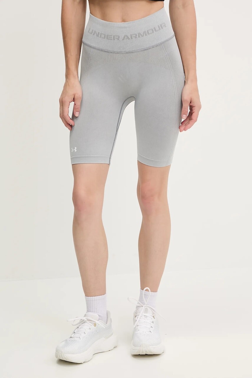 Tréningové šortky Under Armour Vanish Seamless šedá farba, jednofarebné, vysoký pás, 1388115