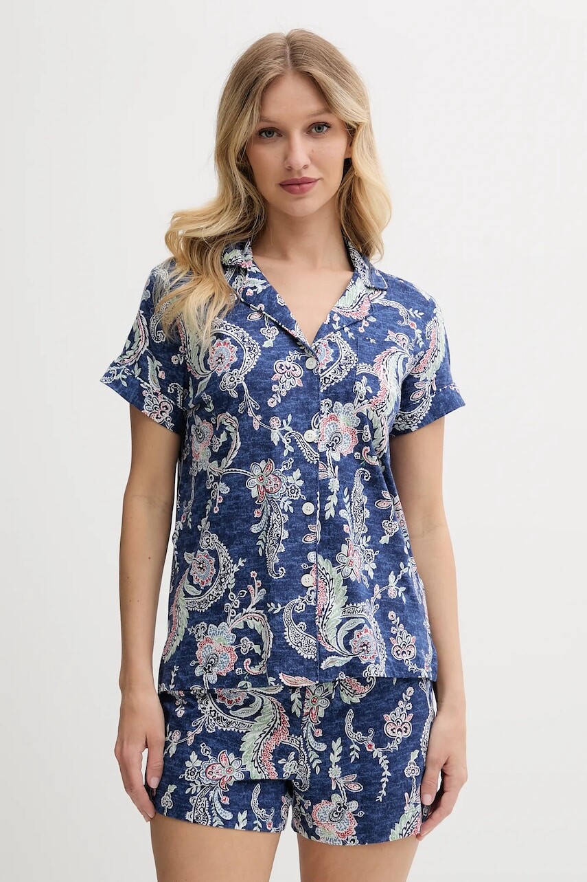 Pyžamo Lauren Ralph Lauren dámske, tmavomodrá farba, ILN12433