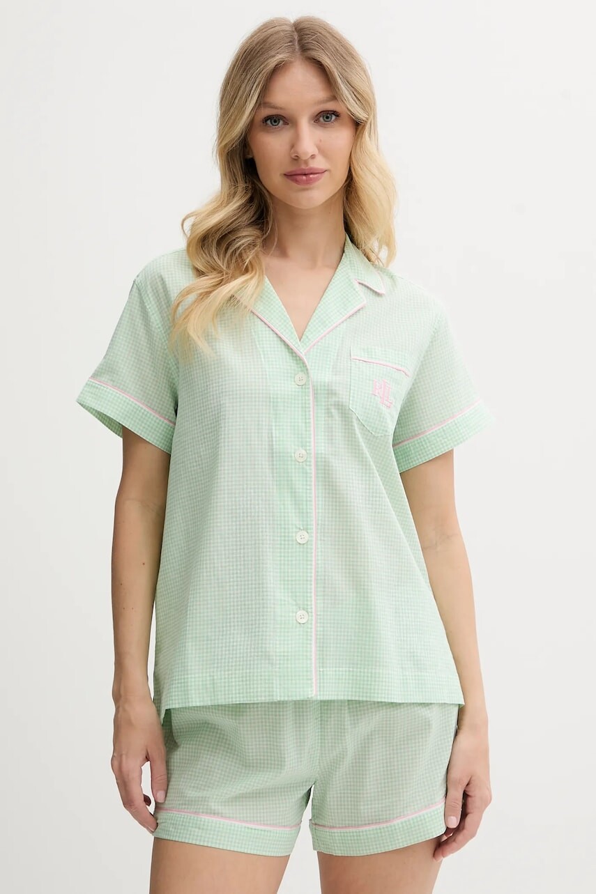 Pyžamo Lauren Ralph Lauren dámske, zelená farba, ILN12415