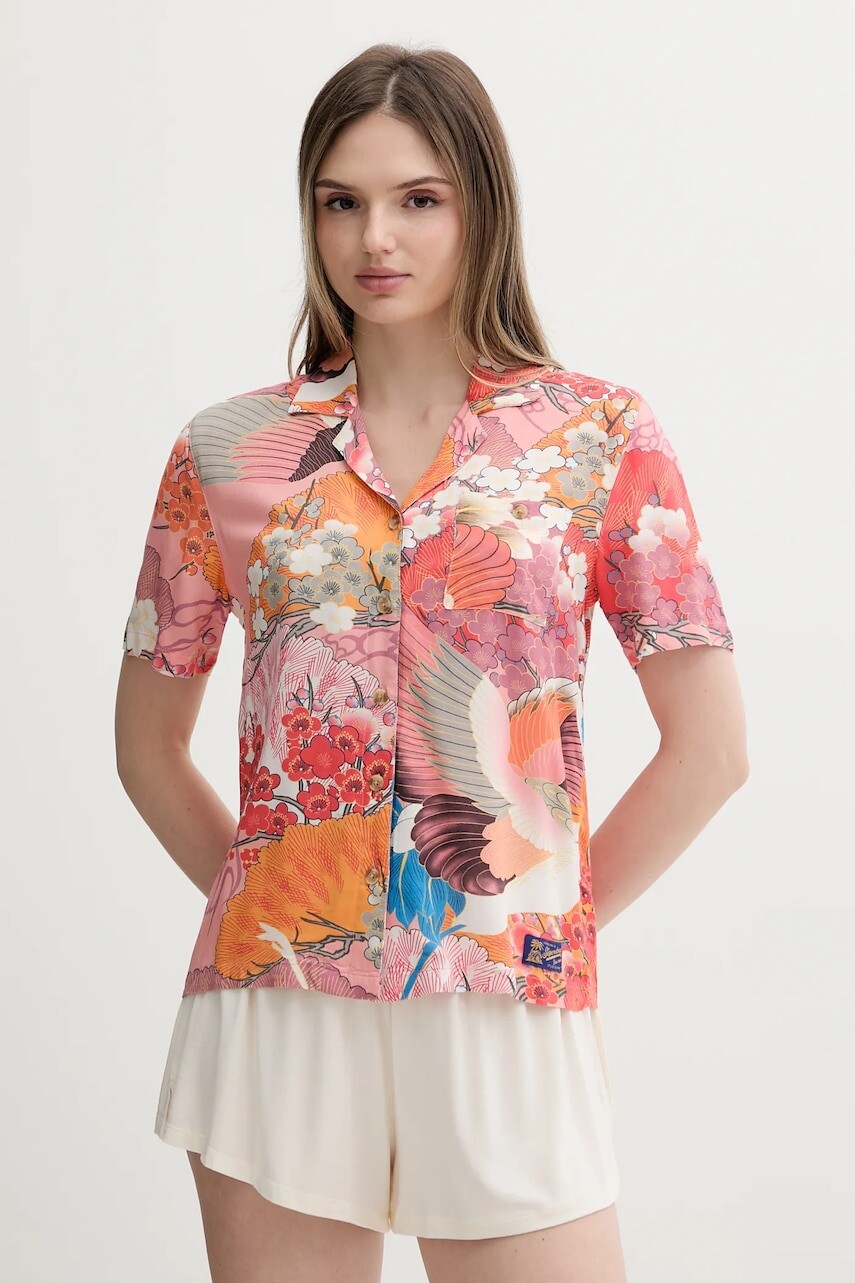 Košeľa Superdry oranžová farba, regular, s klasickým golierom, W4010464A-E9M