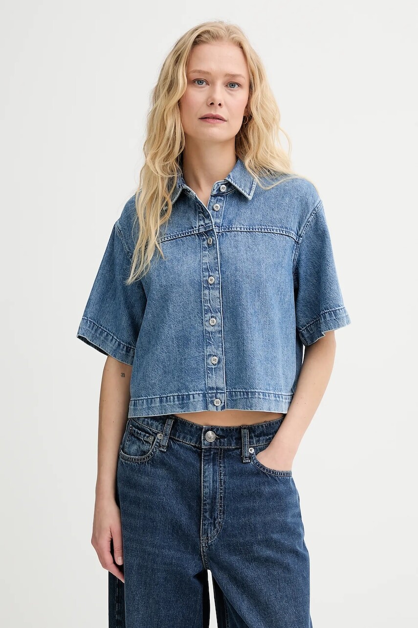 Rifľová košeľa Rag & Bone voľný strih, s klasickým golierom, WDD25PA001UFRI