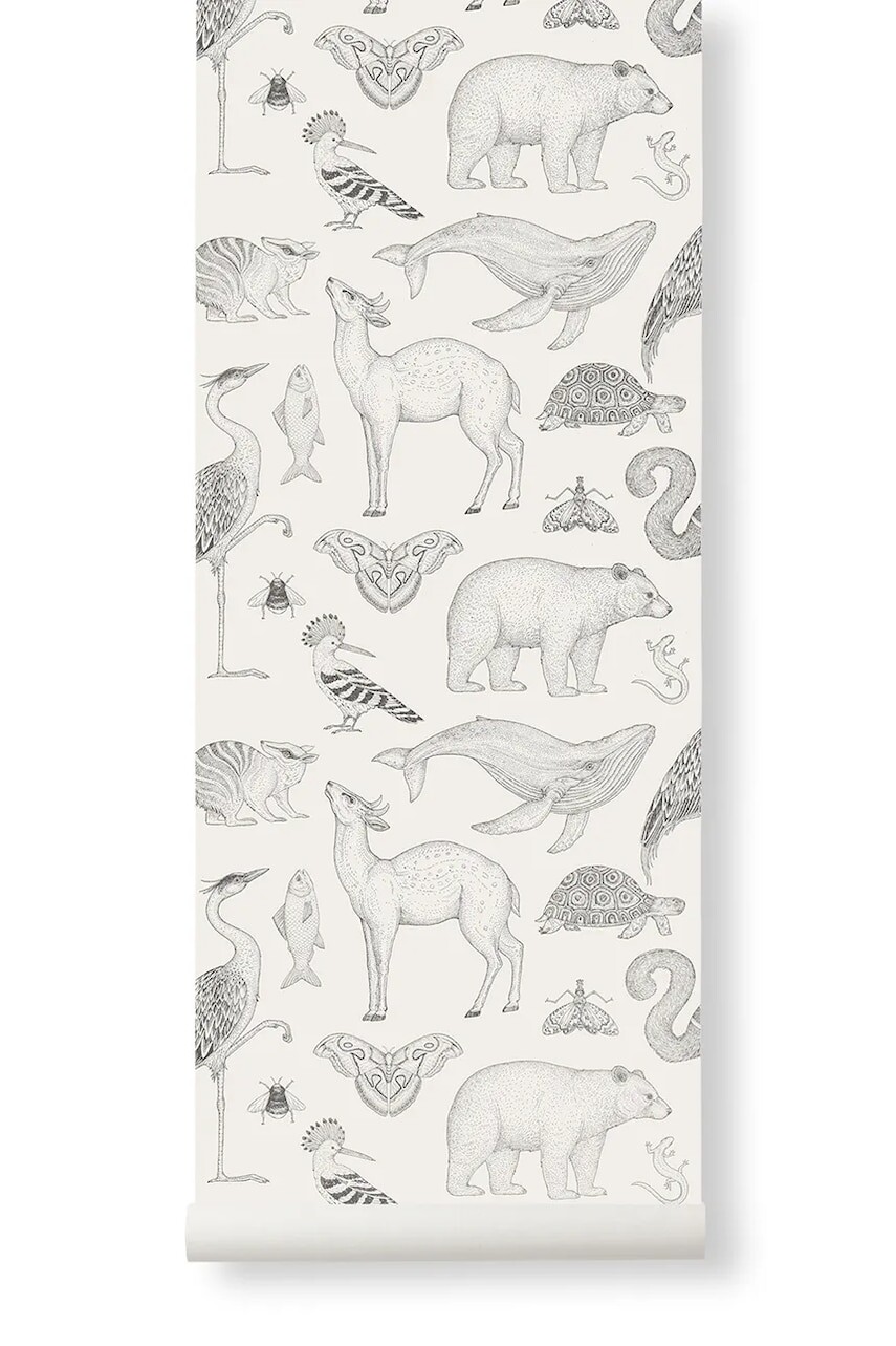 Tapeta ferm LIVING Katie Scott Wallpaper biela farba