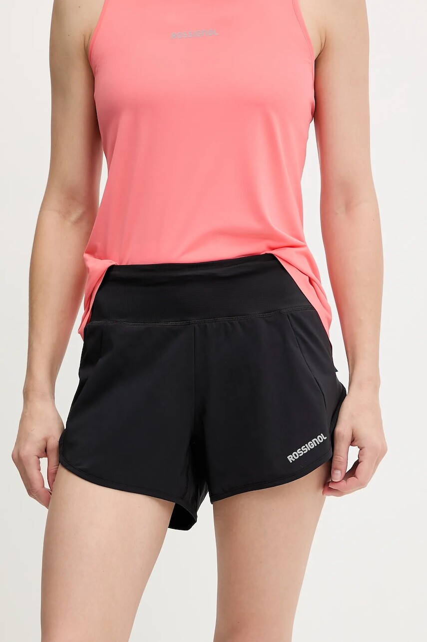Tréningové šortky Rossignol SAPA čierna farba, vzorované, vysoký pás, RLNWP15