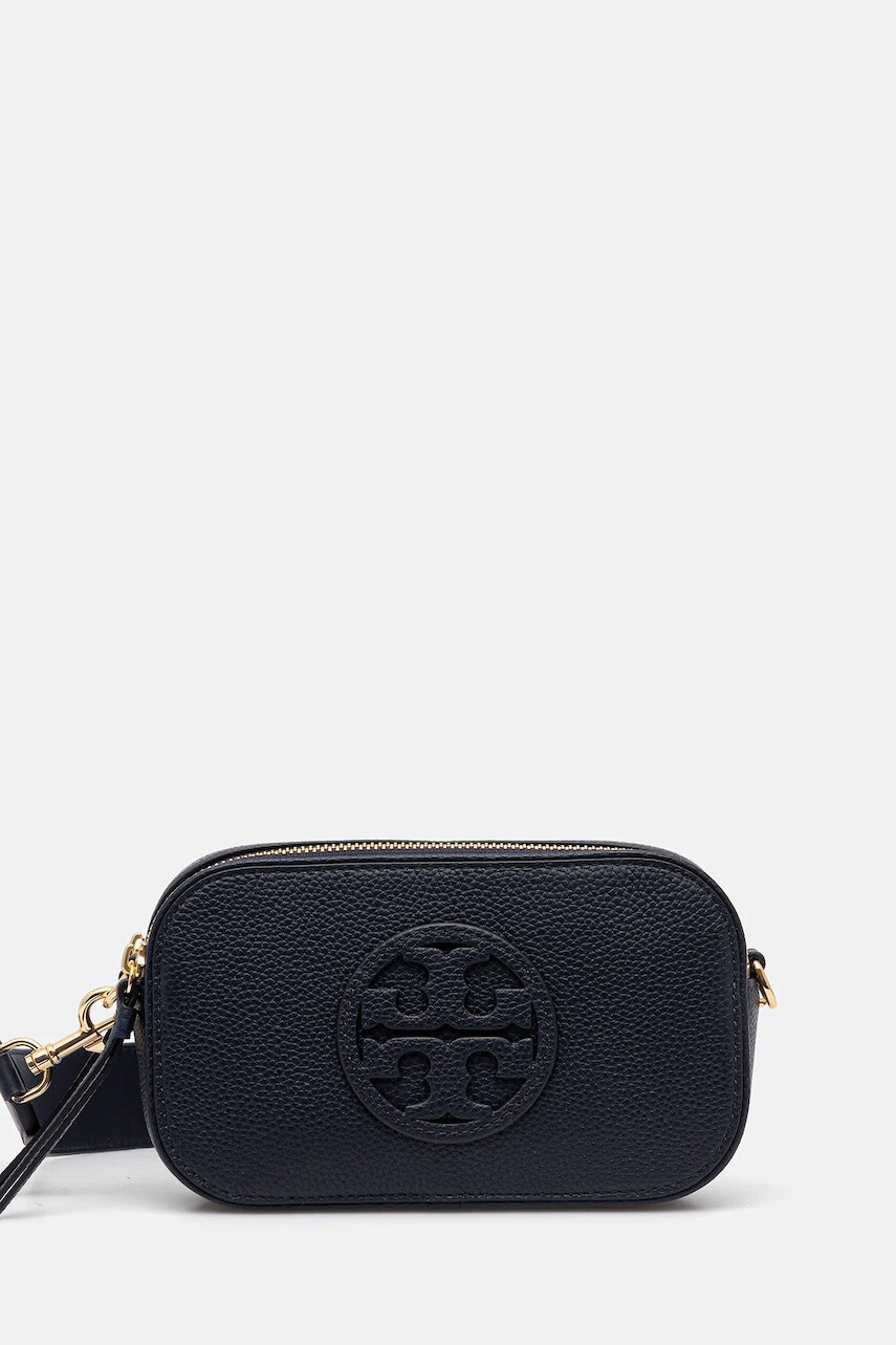 Kožená kabelka Tory Burch Miller tmavomodrá farba, 171955-405