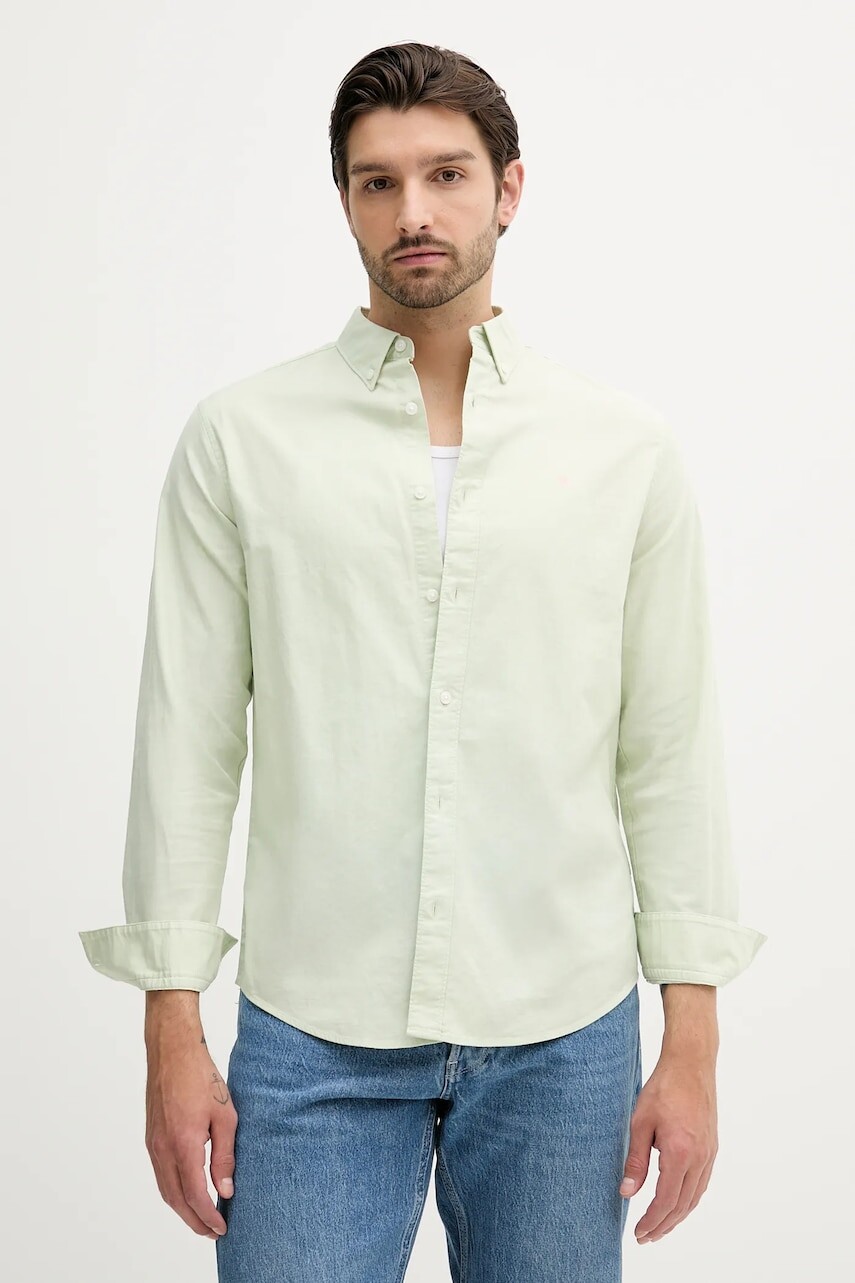 Košeľa Calvin Klein Jeans zelená farba, regular, s golierom button-down, LV140EM125