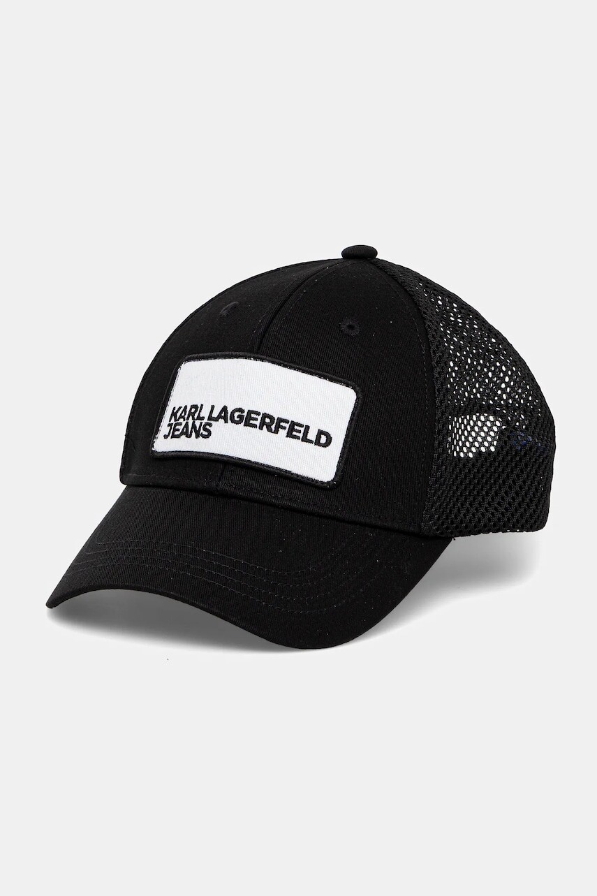 Šiltovka Karl Lagerfeld Jeans čierna farba, s nášivkou, A2M33089