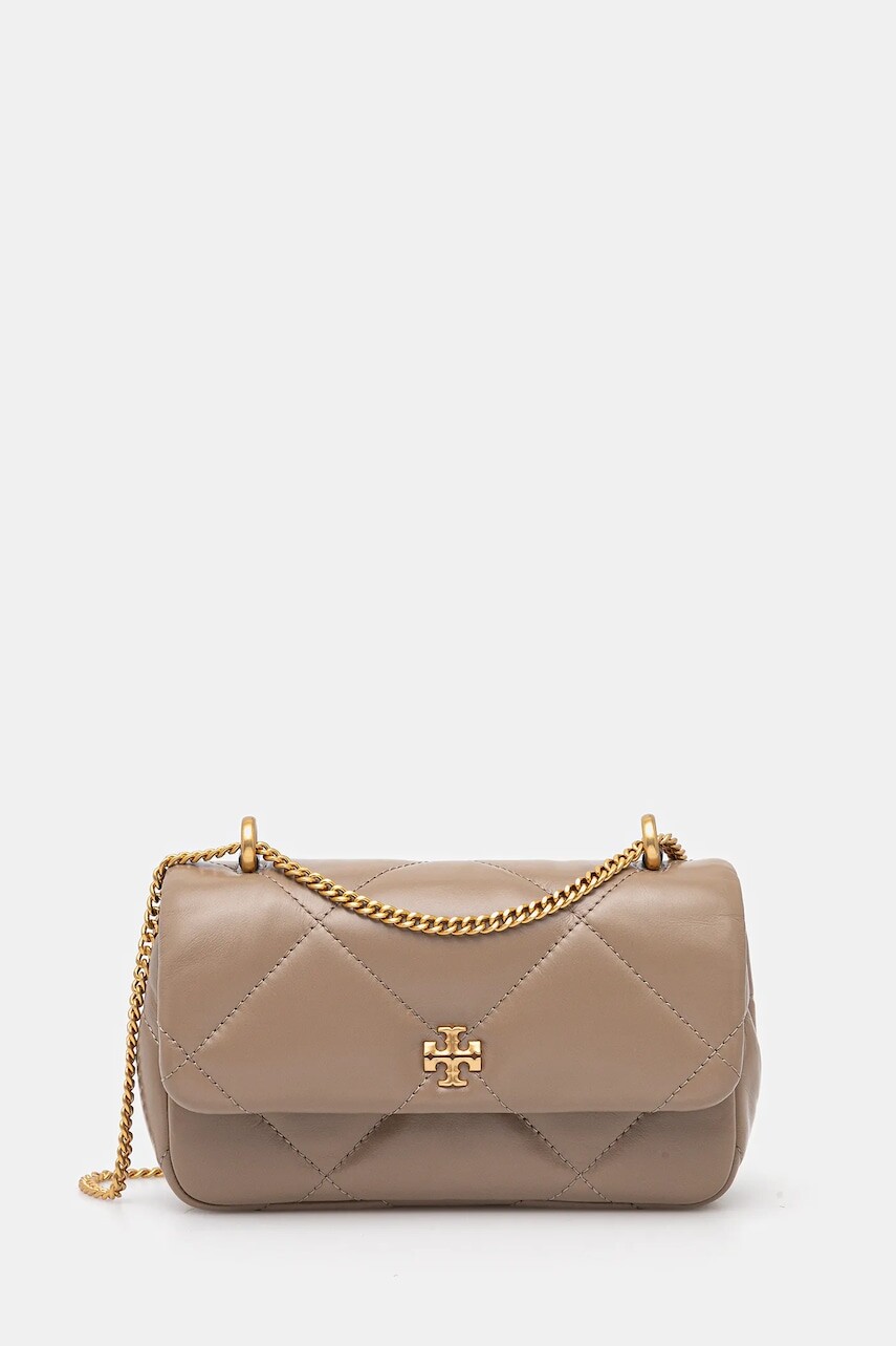 Kožená kabelka Tory Burch Kira Diamond Quilt hnedá farba, 154710-250