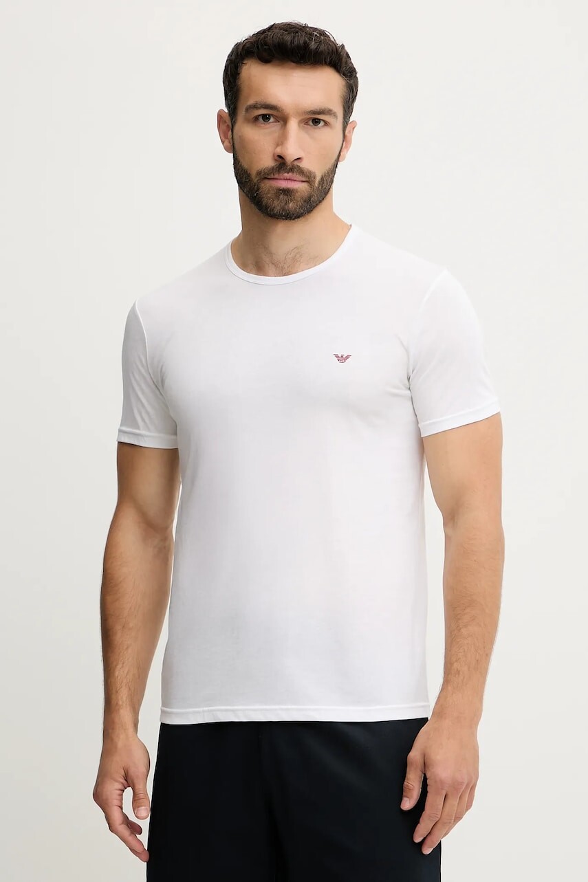 Bavlnené elegantné tričko Emporio Armani Underwear 2-pak biela farba, jednofarebné, EM000391 AF10800