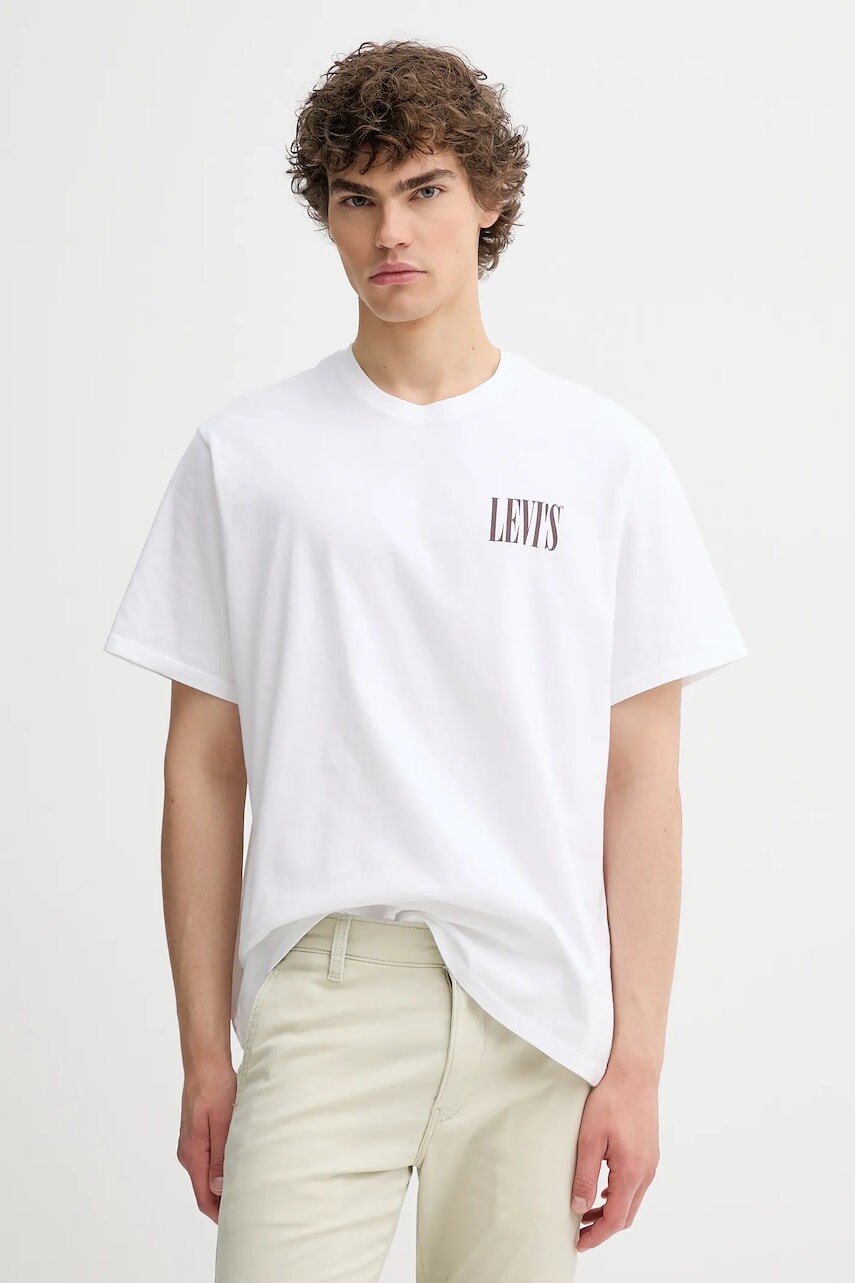 Bavlnené tričko Levi's SS RELAXED FIT TEE pánske, biela farba, s potlačou, 16143