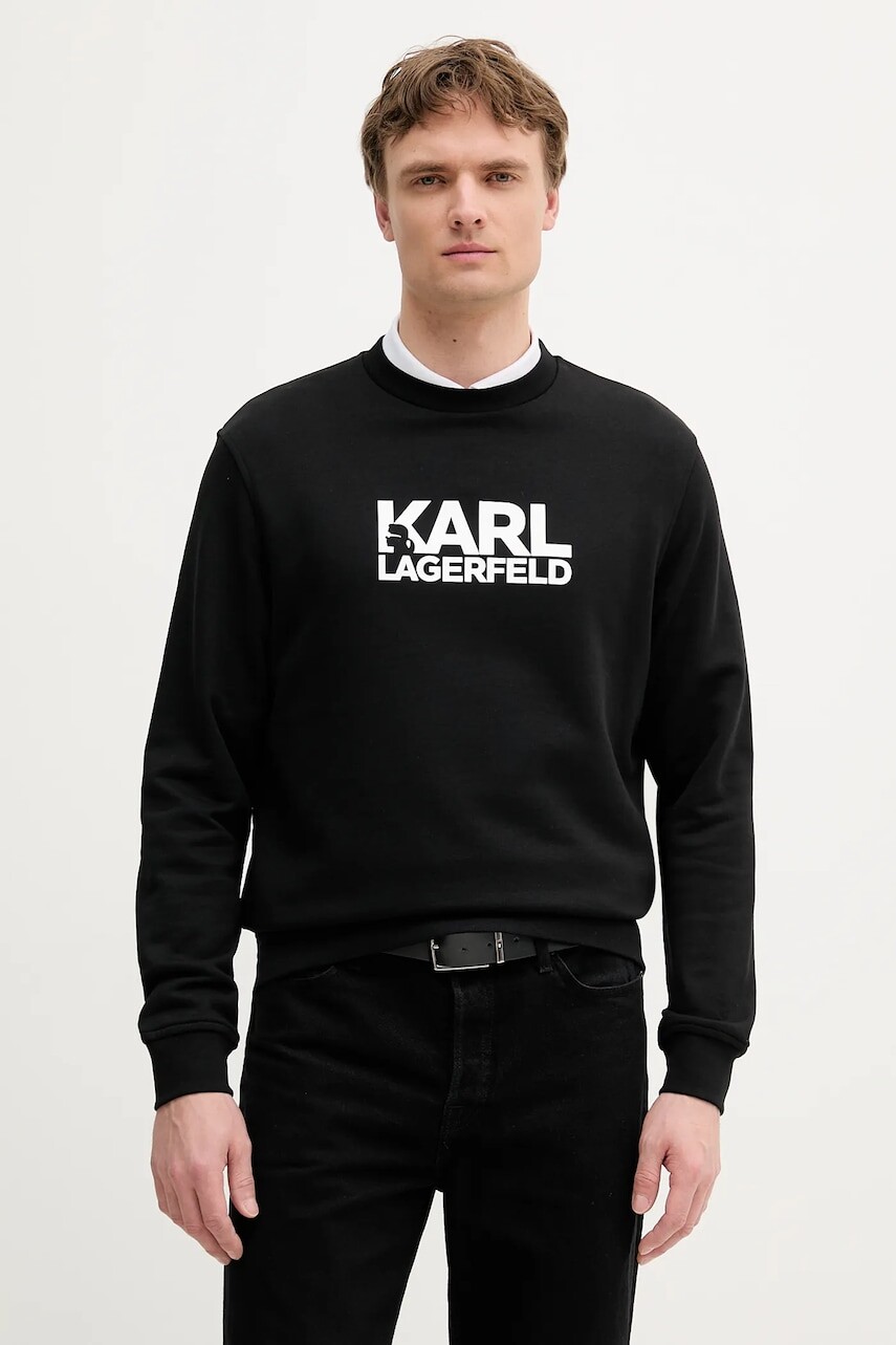 Bavlnená mikina Karl Lagerfeld čierna farba, s potlačou, 553917.705091