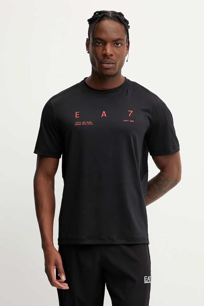 Tréningové tričko EA7 Emporio Armani čierna farba, vzorované, AF13802.7M000110