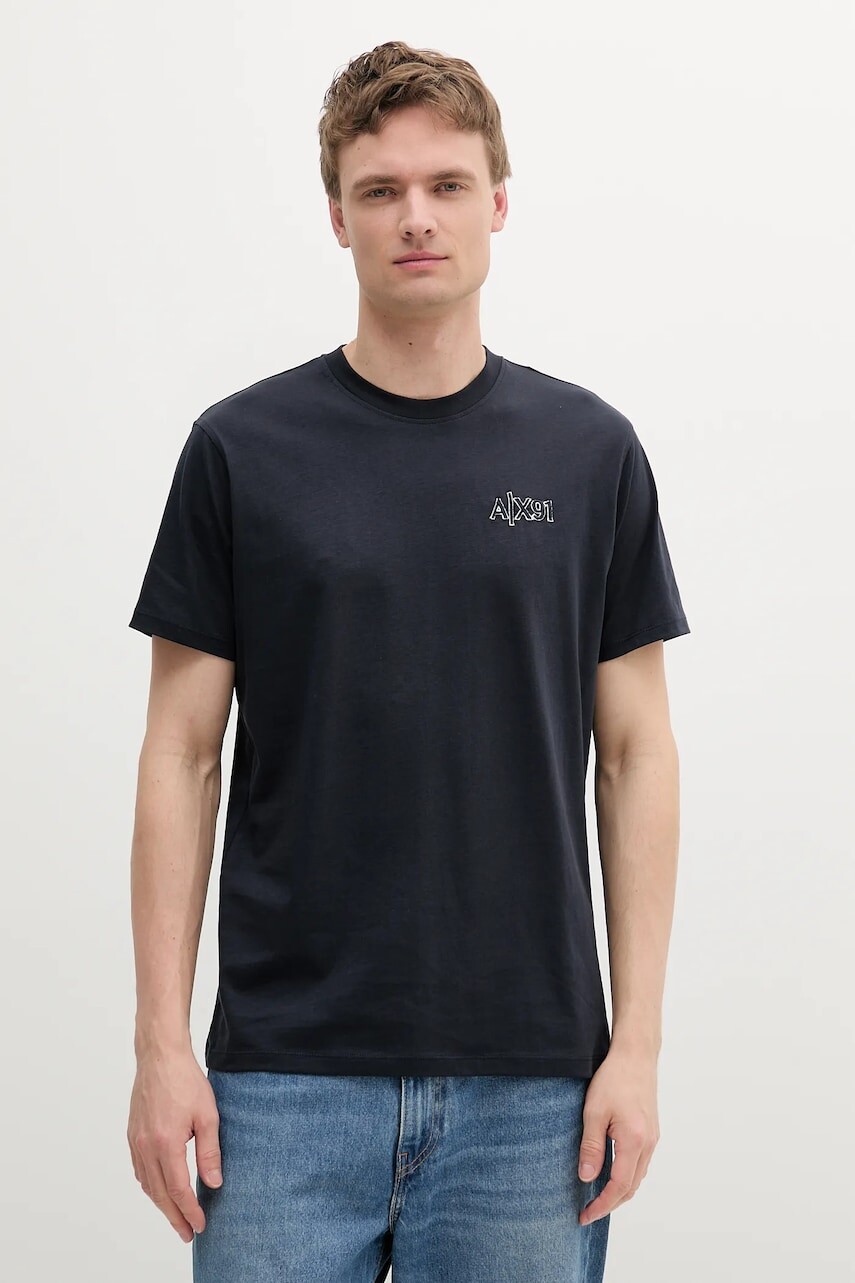 Bavlnené tričko Armani Exchange pánske, tmavomodrá farba, jednofarebné, XM000760 AF13106
