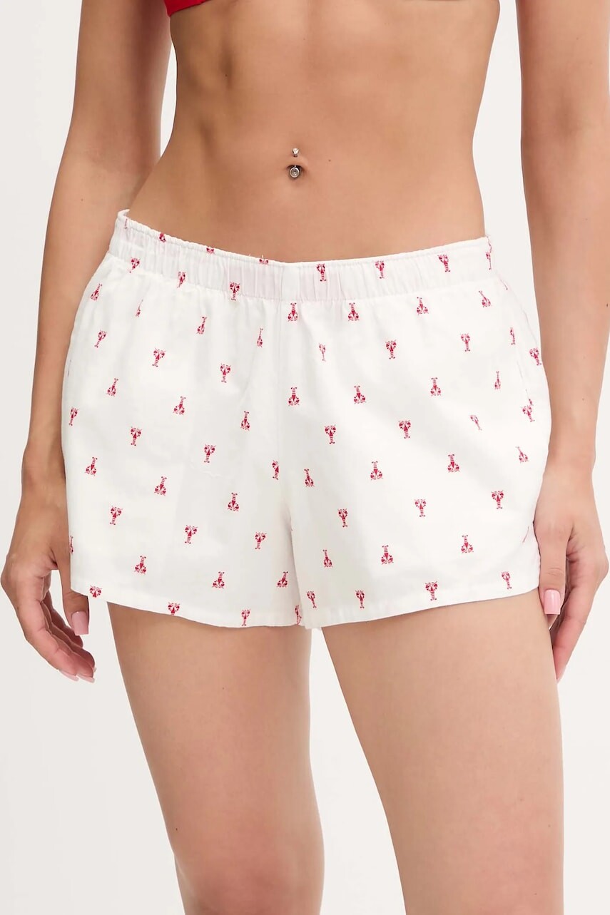 Bavlnené pyžamové šortky Hollister Co. biela farba, bavlnené, KI346-5048