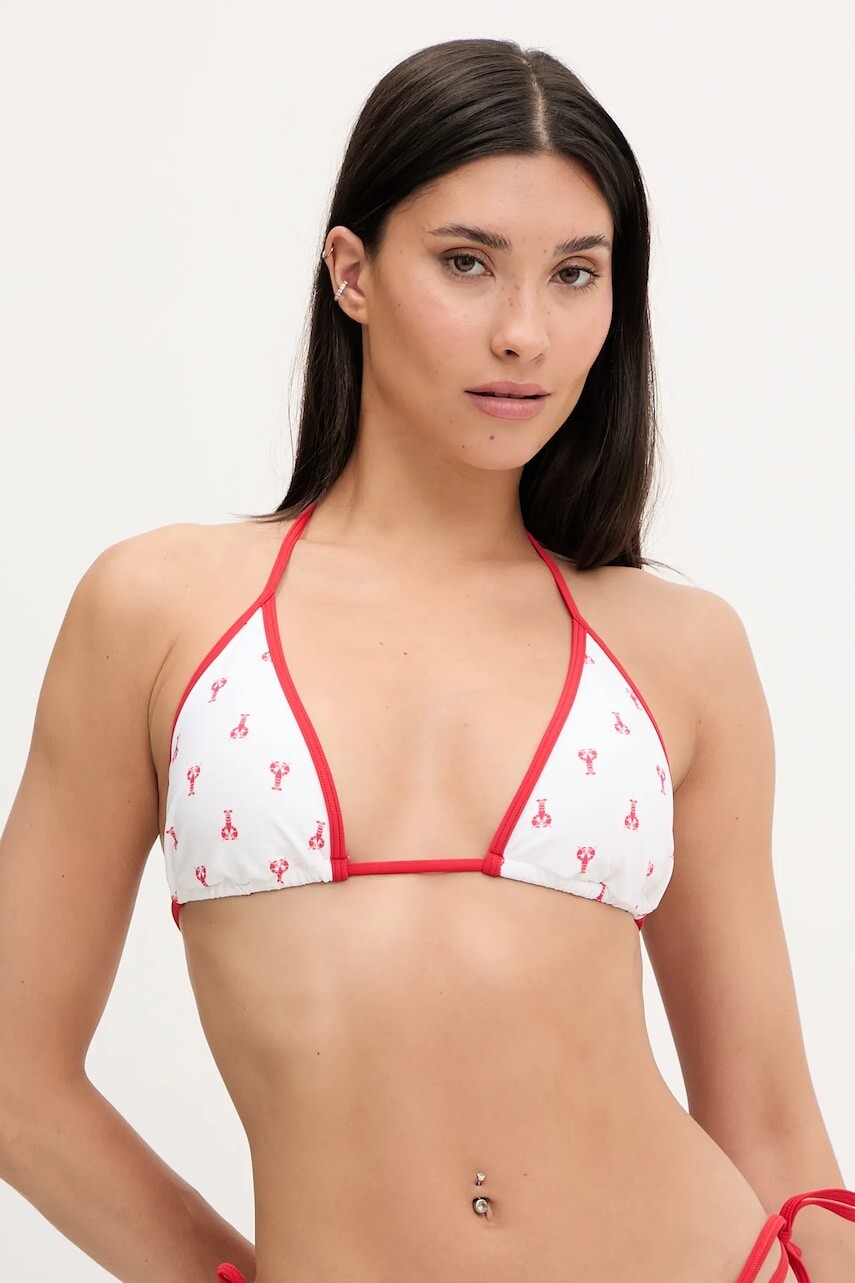 Plavková podprsenka Hollister Co. biela farba, jemne vystužený košík, KI311-5157