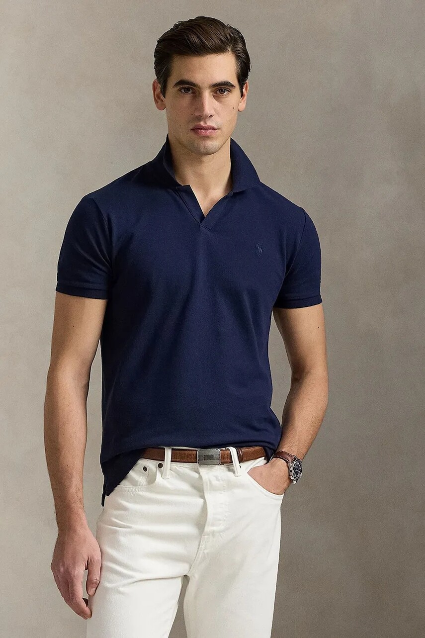 Bavlnené polo tričko Polo Ralph Lauren tmavomodrá farba, jednofarebné, 710968951