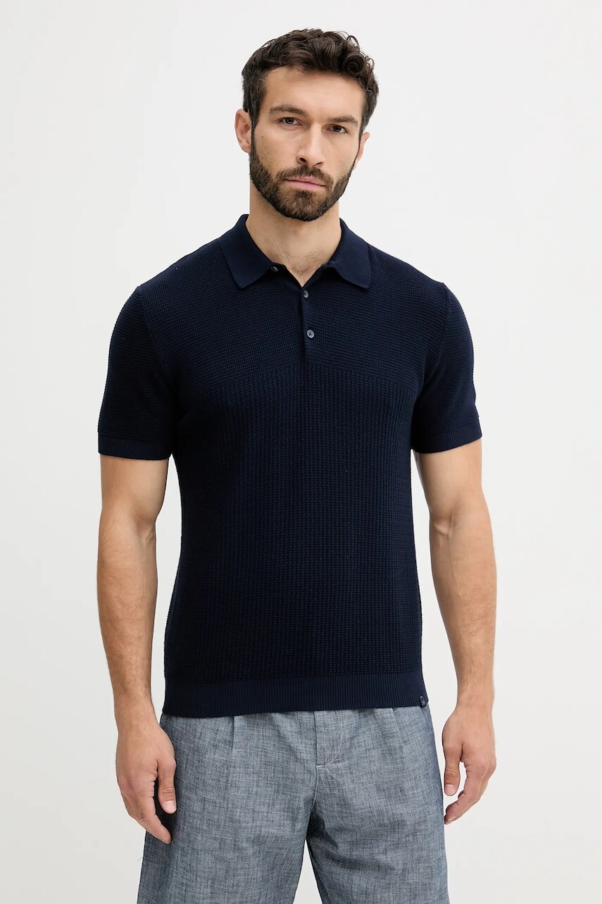 Bavlnené polo tričko United Colors of Benetton tmavomodrá farba, jednofarebné, 1198U301H
