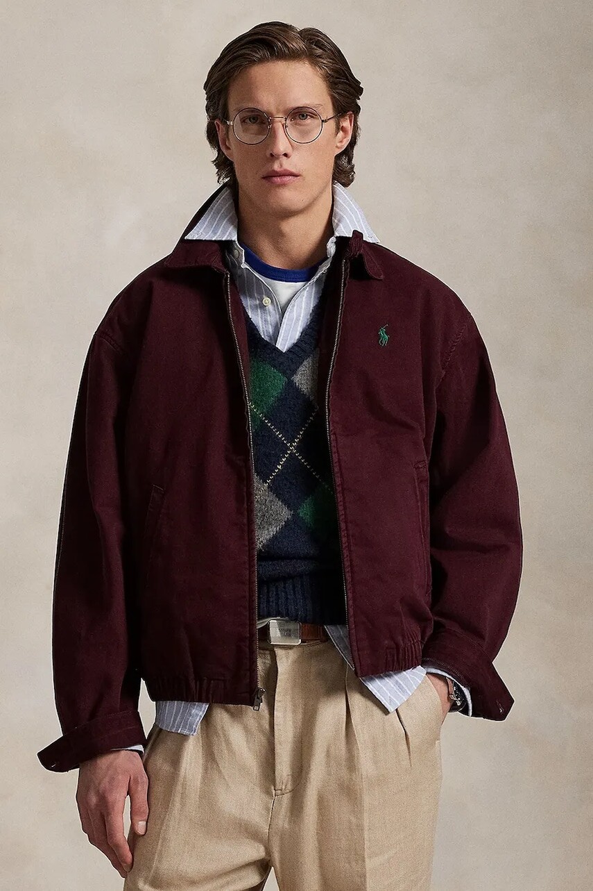 Bavlnená bunda Polo Ralph Lauren bordová farba, prechodná, 710961929