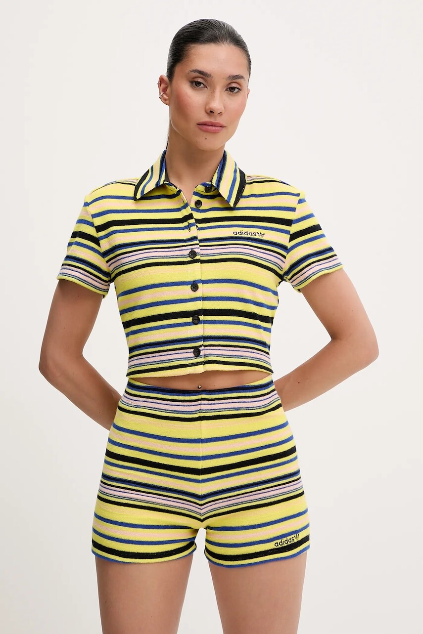 Košeľa adidas Originals Towel S Tee žltá farba, slim, s klasickým golierom, JC5333