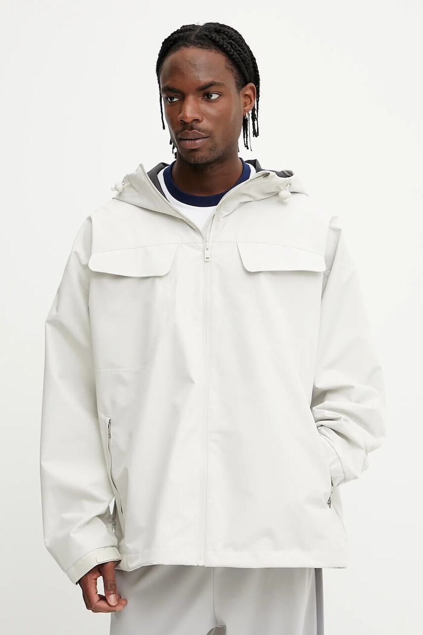 Bunda adidas Originals Essential sivá farba, prechodová, JD5877