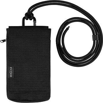 FIXED Camino Case so šnúrkou na krk pre mobilné telefóny do 7" čiernej