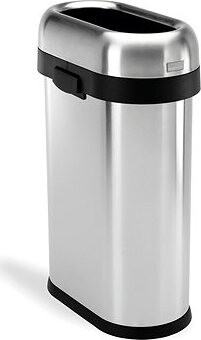 Odpadkový kôš Simplehuman pre obchodné priestory – 50 l, SLIM, otvorený, kefovaná nehrdzavejúca oceľ