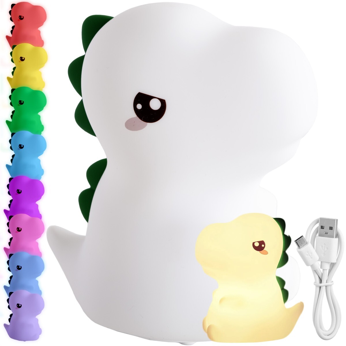 Dětská stolní LED lampa Dino bílá