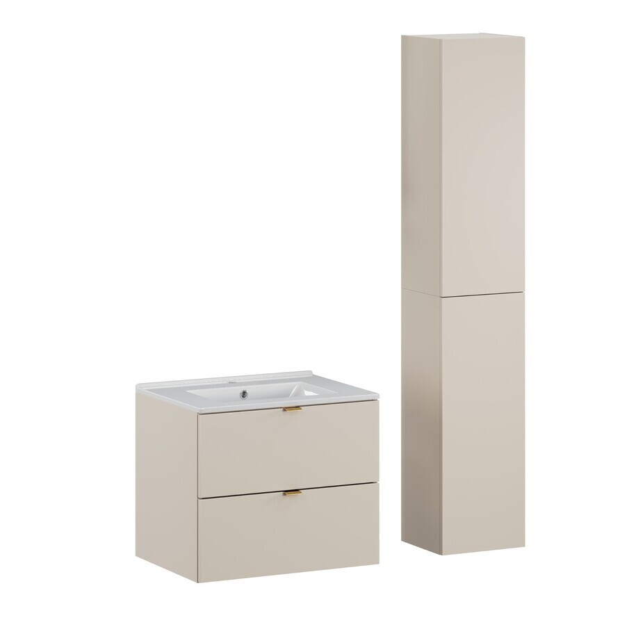 Koupelnová sestava Adele Cashmere Lava se zápustným umyvadlem a skříňkami 60 cm kašmírová/dub wotan