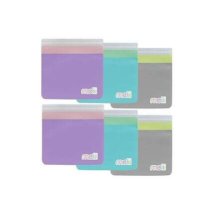Melii Opakovateľne použiteľné vrecká na desiatu 6ks - jednofarebné