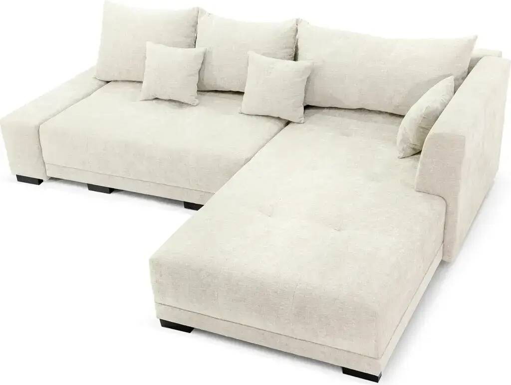 Sofiland LaMASIA - béžová - univerzálna ľavá / pravá rohová pohovka - v tvare L s funkciou spania a úložným priestorom