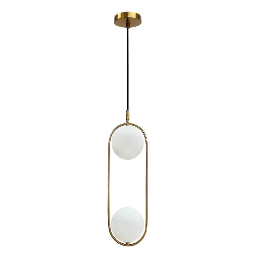 Závesná lampa Cordel, brúsené zlato, 2x28W G9, biele tienidlo