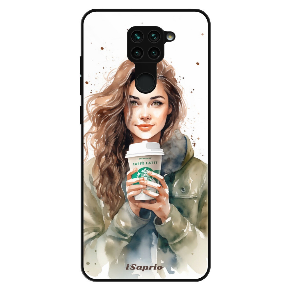 Lesklé puzdro Exclusive iSaprio - Girl With Latte - Xiaomi Redmi Note 9