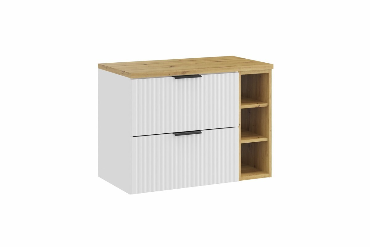 Závěsná skříňka pod umyvadlo Casad I s deskou 80 cm bílá/dub artisan